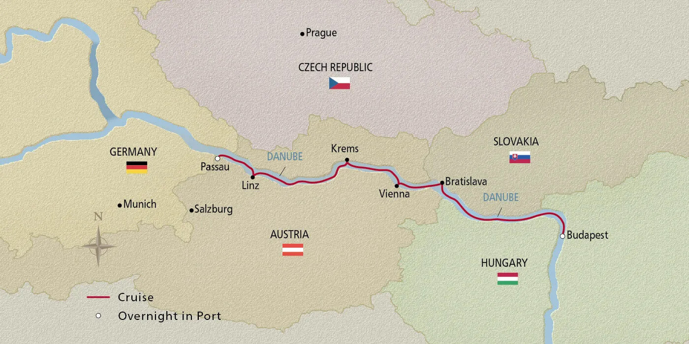 danube river cruise map