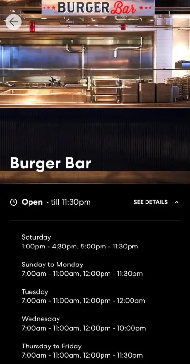 Burger Bar Station Hours