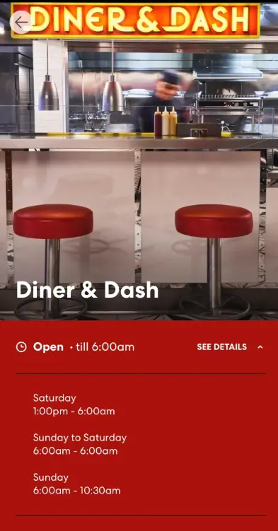 Diner & Dash Station Hours
