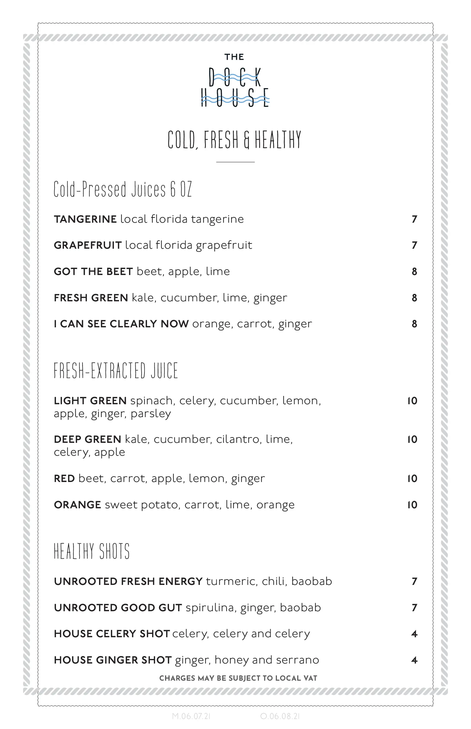 The Dock House Drinks Menu Page 3
