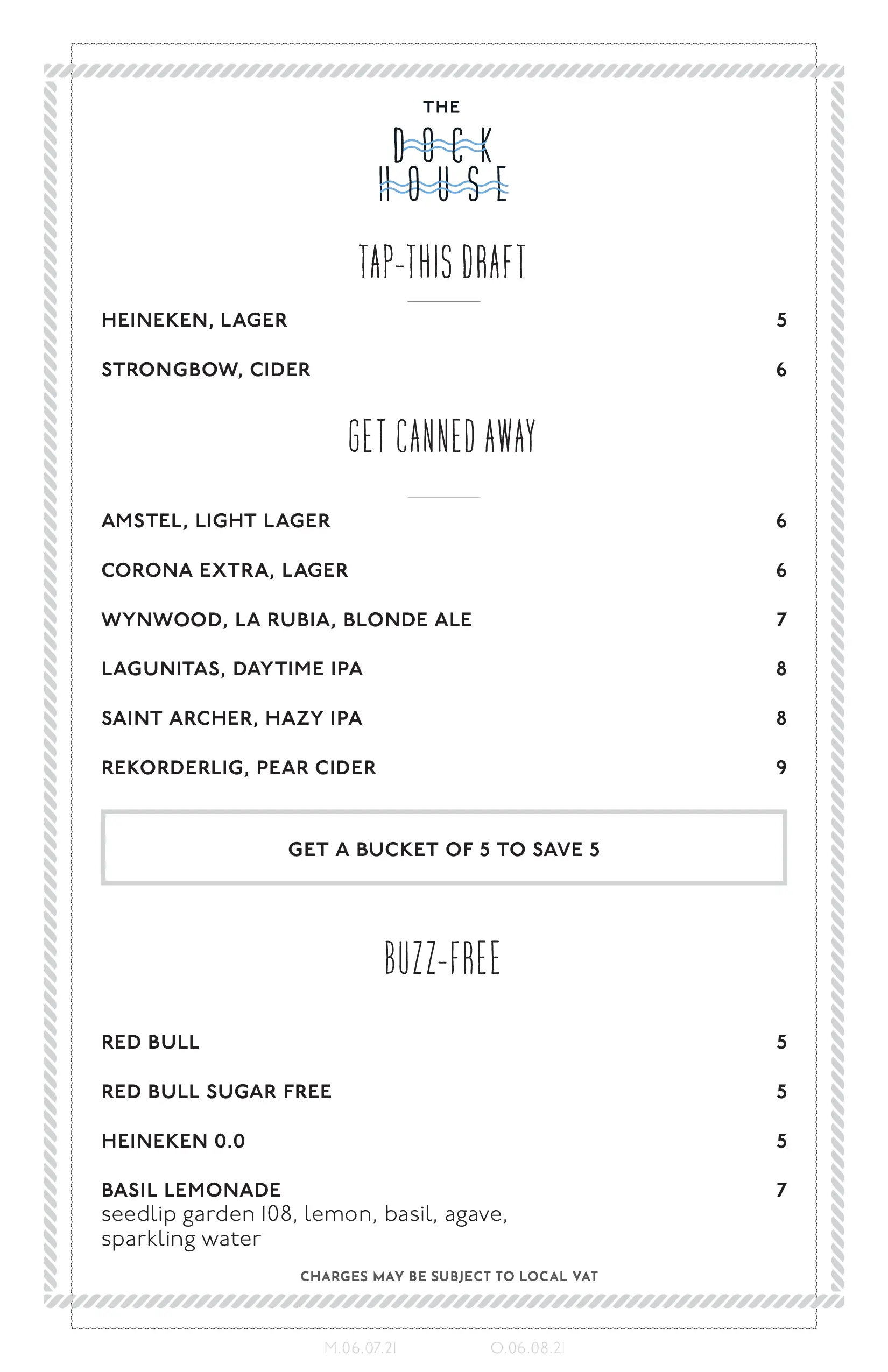 The Dock House Drinks Menu Page 5