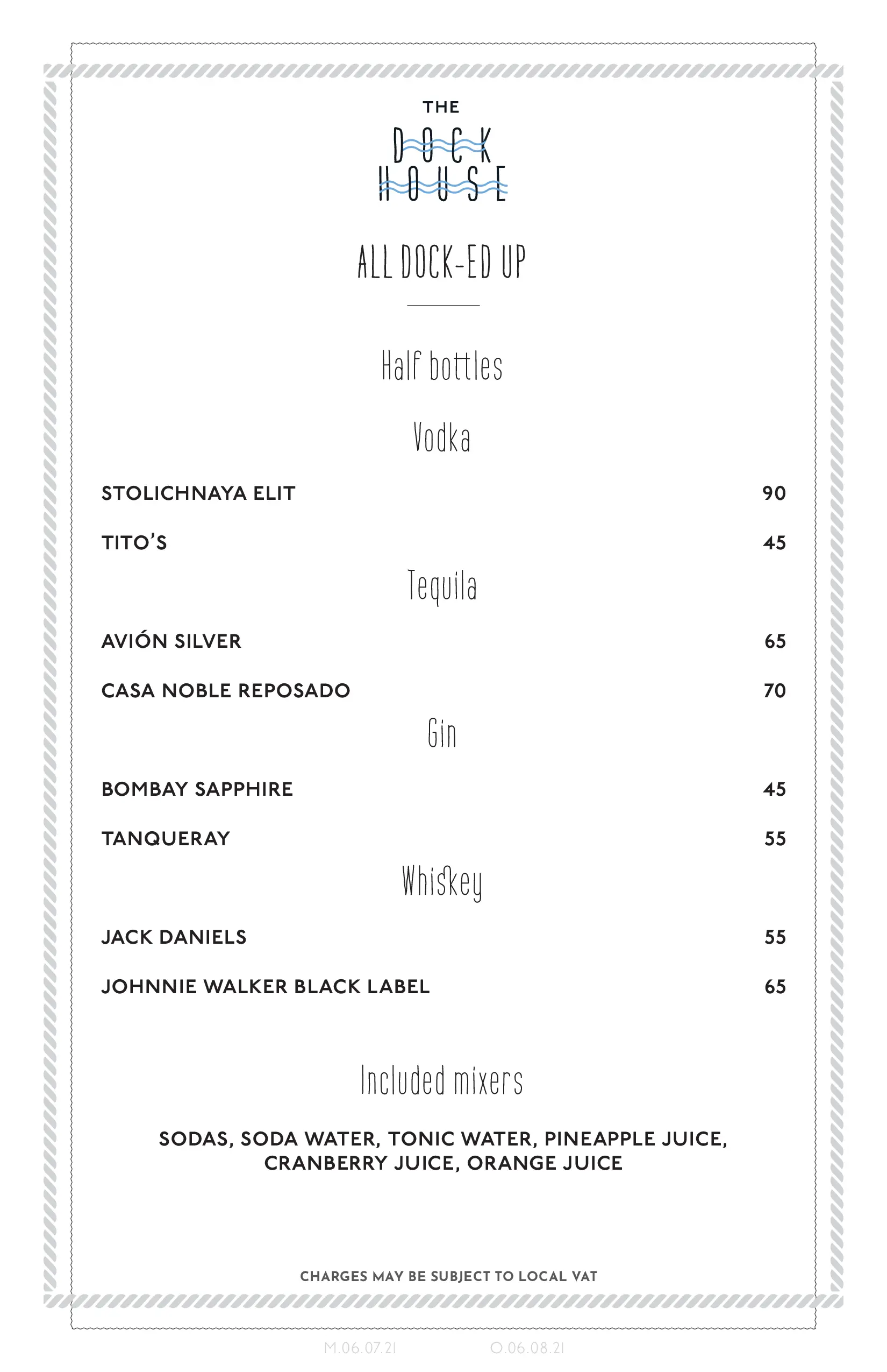 The Dock House Drinks Menu Page 6