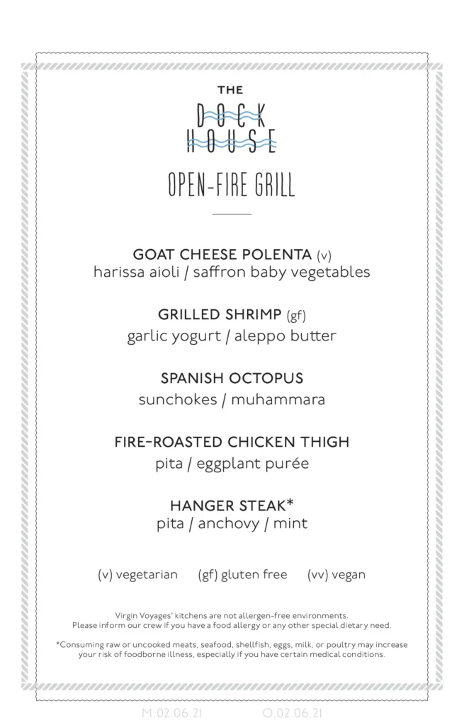 The Dock House Menu Page 1