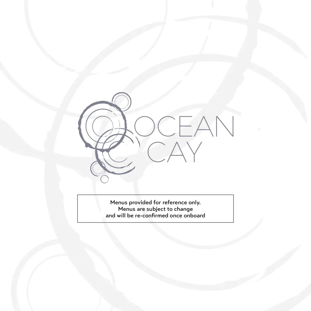 MSC Ocean Cay Restaurant Menu Page 1