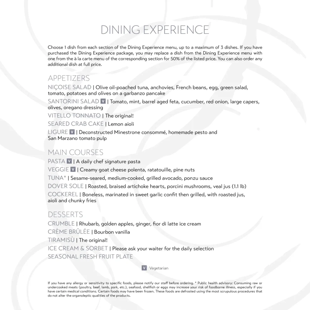 MSC Ocean Cay Restaurant Menu Page 2