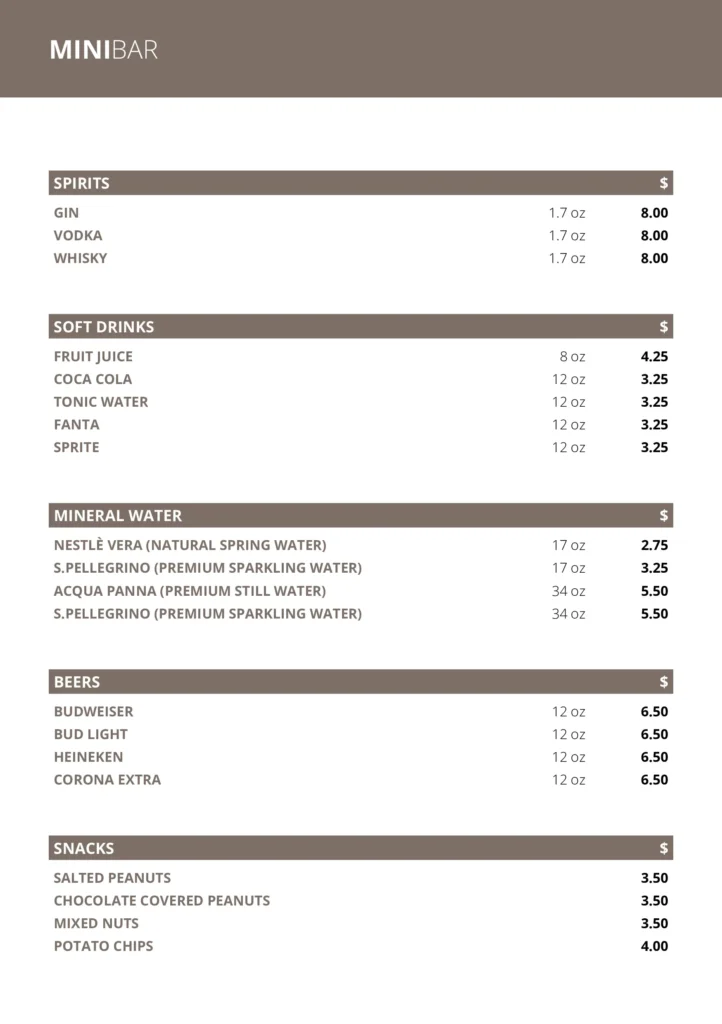 MSC Room Service Menu in English Page 6