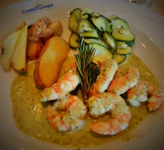 Shrimp in garlic butter served in CroisiEurope River Cruise